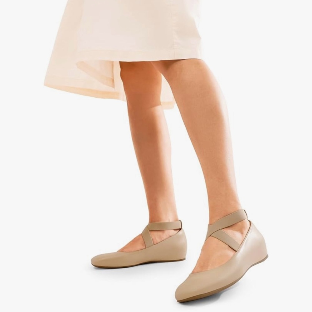 DREAM PAIRS Nude Ballet Flats Women’s 7.5 Square Toe Ankle Strap - Picture 6 of 6